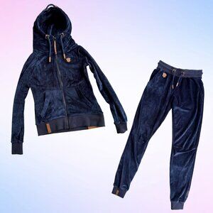 NAKETANO VELOUR ZIP UP AND JOGGERS IN NAVY